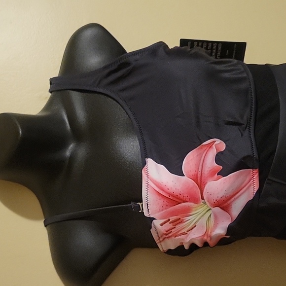 Floral Black One-Piece Swimsuit - Picture 2 of 8